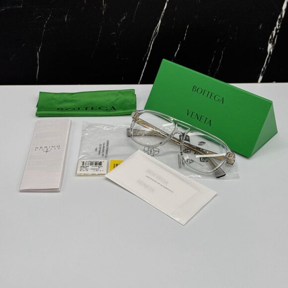 NEW BV1294O 004 BOTTEGA VENETA GREY UNISEX BOTTEGA VENETA EYEGLASSES - Picture 8 of 9